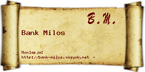 Bank Milos névjegykártya